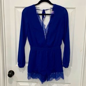 Blue lace romper